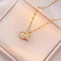 Elegant gold money bag necklace with sparkling pavé zircons for a stylish gift - Gold Fortune Bag Necklace (X1007)