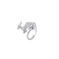 Ring aus Titanstahl mit rotierendem Rentier und Zirkonia im Schneeflocken-Design - Offener Rentier-Ring (J0768-Silberner Hirsch) / Silber
