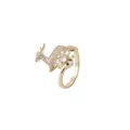 Goldener Rentier- und Blumenring mit funkelnden Kristallen auf weißem Hintergrund - Offener Rentier-Ring (J0769-Goldener Hirsch) / Gold