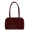 Borsa a spalla retrò bordeaux in velluto di grande capacità con design a borsa a cuscino - Rosso
