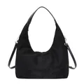Minimalist black suede hobo bag with a versatile detachable shoulder strap and matte finish - Large / Black