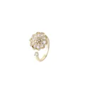 Eleganter goldener Blumenring mit Zirkonia-Blütenblättern in offenem Design für Damen - Goldener rotierender Blumenring Offen (J0770)