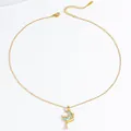 Elegant gold titanium steel necklace with blue crescent moon pendant and zircon stones - Star Moon Necklace (X1805)