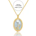 Goldene Tulpen-Emaille-Halskette mit Perlendetail an einer 40cm Edelstahlkette für Damen - Goldene Tulpe (X2311)