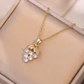Exquisite gold-plated grape cluster pendant necklace with sparkling cubic zirconia stones - Necklace with Pendant / Gold