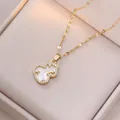 Vintage-Gold-Kalebasse-Anhänger-Halskette mit Zirkon und weißer Muscheleinlage für Damen - Flaschenkürbis Halskette (X2645)