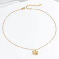 Gouden origami kraanvogel ketting met roze zirkonia en verstelbare karabijnsluiting - Origami Kraanvogel Ketting / Goud