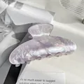 Elegant purple marble acrylic hair claw clip with silver glitter finish for women - 9cm / Smoky Purple