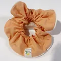 Peach oversized scrunchie with white contrast edging and Happiness woven label detail - Orange