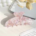 Grande pince à cheveux en acétate marbré rose avec finition brillante élégante - 9cm / Violet Fleuri