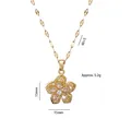 Golden flower pendant necklace with clear zircon stones and adjustable 40+5cm chain - White Bauhinia Necklace