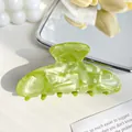 Grande pince à cheveux en acétate vert clair avec motif marbré pour coiffures - 9cm / Vert