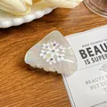 Pince à cheveux oreilles de chat avec motif flocon de neige et strass colorés - Blanc