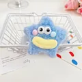 Chouchou étoile en peluche bleue avec yeux de dessin animé et texture en fourrure - Étoile bleue