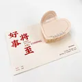 Pince à cheveux cœur rose pêche en acétate élégante ornée de perles blanches - Perle artificielle / 6.5cm / Beige