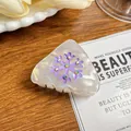 Pinza per capelli a triangolo perlata con motivo a fiocchi di neve viola e strass - Viola