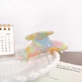Large colorful marbled acetate hair claw clip with a rainbow dye finish for thick hair - 9.5cm / Light Multi-color