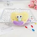 Chouchou en peluche jaune en forme de cœur avec de gros yeux et des lèvres violettes - Coeur Jaune