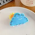 Blue cloud hair claw with yellow sun and rhinestones in cute weather series style - Sun Cloud Style (5.5cm)