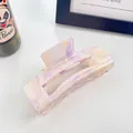 Grande pince à cheveux carrée avec motifs de marbre violet et jaune pour femme - 10cm / Jaune & Violet