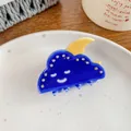 Blue cloud hair claw clip with yellow moon and face design for stylish hairstyles - Moon Cloud Style (5.5cm)