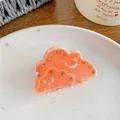Cute cloud-shaped orange hair claw clip with smiling face pattern and rhinestones - Sunset Cloud Style (5.5cm)