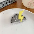 Small angry cloud hair claw with yellow lightning and black rhinestones - Thunder Cloud Style (5.5cm)