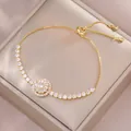 Bracciale a bolo regolabile in oro 18 carati girasole con pietre di zircone lucide - Stile Girasole (TS0122) / Oro