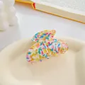 Pince à cheveux en acétate à motif floral et mosaïque colorée pour demi-queue - 6cm / Arc-en-ciel