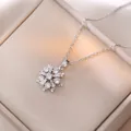 Rotating snowflake zircon pendant necklace in silver finish on champagne gift box - Silver Rotating Snowflake Style (X0478)