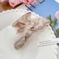 Grande pince à cheveux élégante en acétate marbre café clair pour coiffure chignon français - 11cm / Café