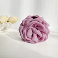 Elegant lavender fabric rose hair claw clip with layered chiffon petals for women - Dark Mauve