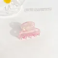 Mini pince à cheveux en acétate rose marbré translucide pour un style élégant - 3cm / Rose Métallique