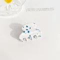Pince à cheveux élégante en acétate avec motif d'encre bleue sur base blanche - 3cm / Bleu Nuage
