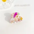 Mini pince à cheveux élégante en acétate avec motif marbré coloré et fini poli - 3cm / Multicolore Éclatant