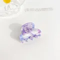 Mini pince à cheveux en acétate marbré violet et blanc avec texture plissée - 3cm / Bleu et Violet