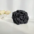 Pince à cheveux fleur de rose noire en tissu 3D élégante pour chignon chic - Noir Verni