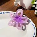 Pince à cheveux fleur dégradé violet en résine acrylique translucide ajourée - Violet (7.7cm)