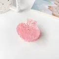 Pince à cheveux coquillage rose élégante avec perles blanches et strass pour femme - 5cm / Rose