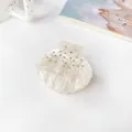 Elegant pearl white shell hair claw clip with rhinestones and pearlescent finish - 5cm / Beige