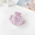 Elegant purple marble shell hair claw clip with faux pearls and rhinestones decoration - 5cm / Purple