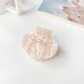 Elegant shell shaped hair claw clip in pearlescent pink with pearls and rhinestones - 5cm / Peach Pink