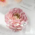 Pink peony flower hair claw clip with transparent rhinestone butterfly accent - Light Pink Peony (8.5cm)