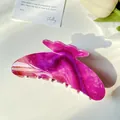 Purple and rose marble floral hair claw clip with elegant acetate texture for bun - 11cm Phantom Purple