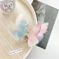 Elegant gradient blue and pink butterfly hair claw clip with iridescent resin finish - 7.5cm / Blue and Purple