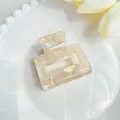 Pince à cheveux rectangulaire à motif marbre doré champagne élégante pour femmes - 5cm / Jaune