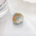 Mini acetate shell hair claw clip featuring blue marble texture and gold accents - Sky Blue Floral (2.5cm)