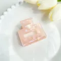 Iridescent pink rectangular acrylic hair claw clip on white decorative plate - 5cm / Orange