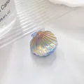 Blue shell hair clip with golden patterns and pearl luster on a white tray - Blue Gray (2.5cm)