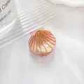 Mini pink shell hair claw clip with golden line texture and pearlescent finish - Dazzling Pink (2.5cm)